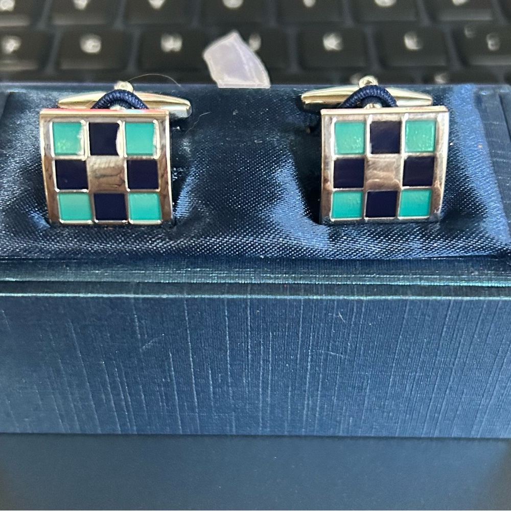 Clinks Australia blue/black multi-square cufflink